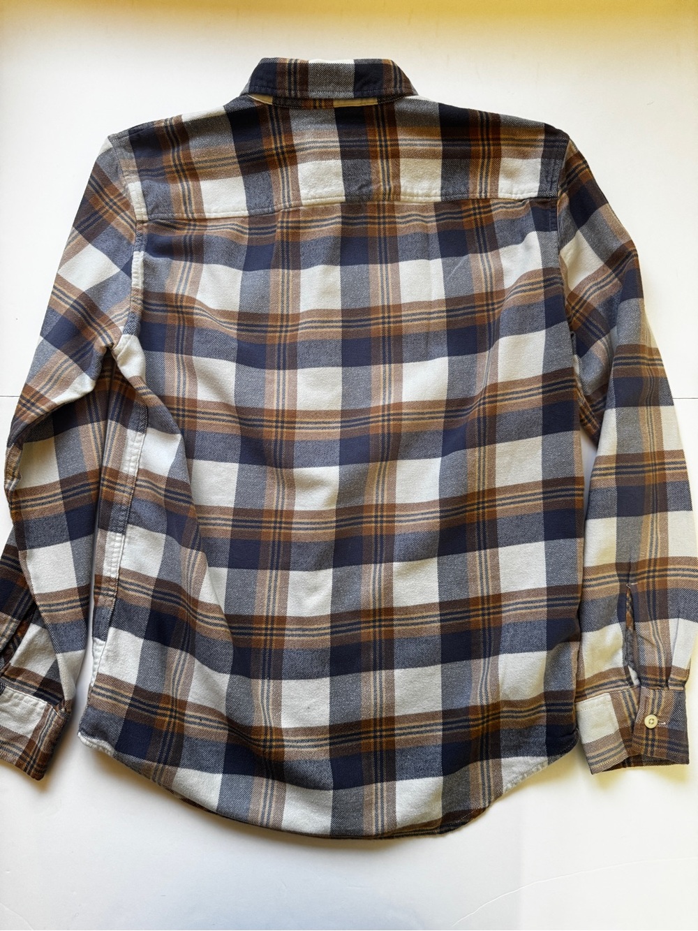 American Eagle Men's Flannel Shirt Khaki Super Soft Flannel Plaid Button Down S - Picture 10 of 13